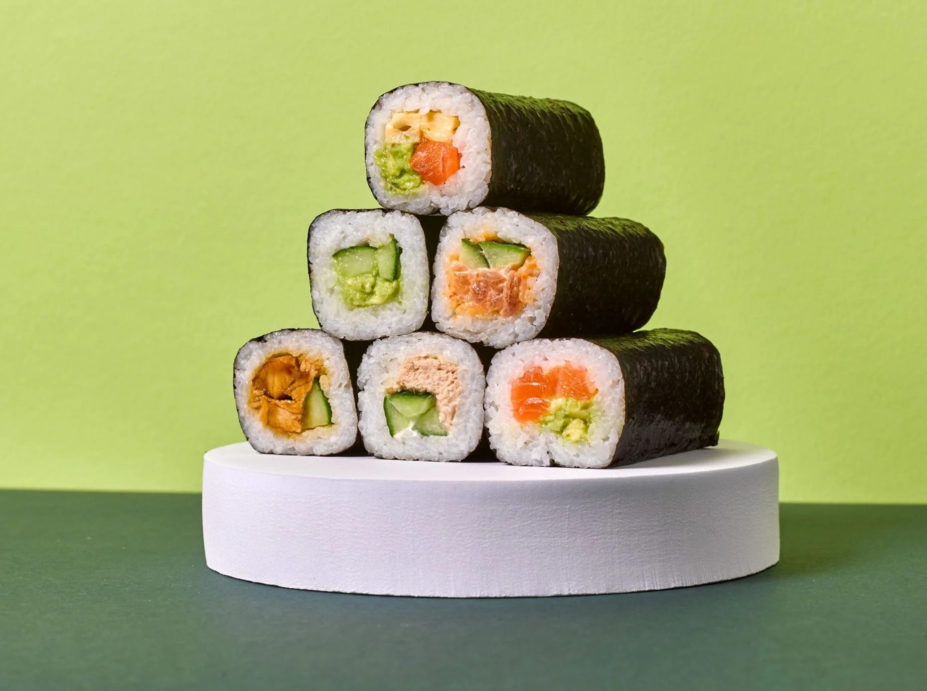 Freshly rolled Aussie-style sushi hand rolls